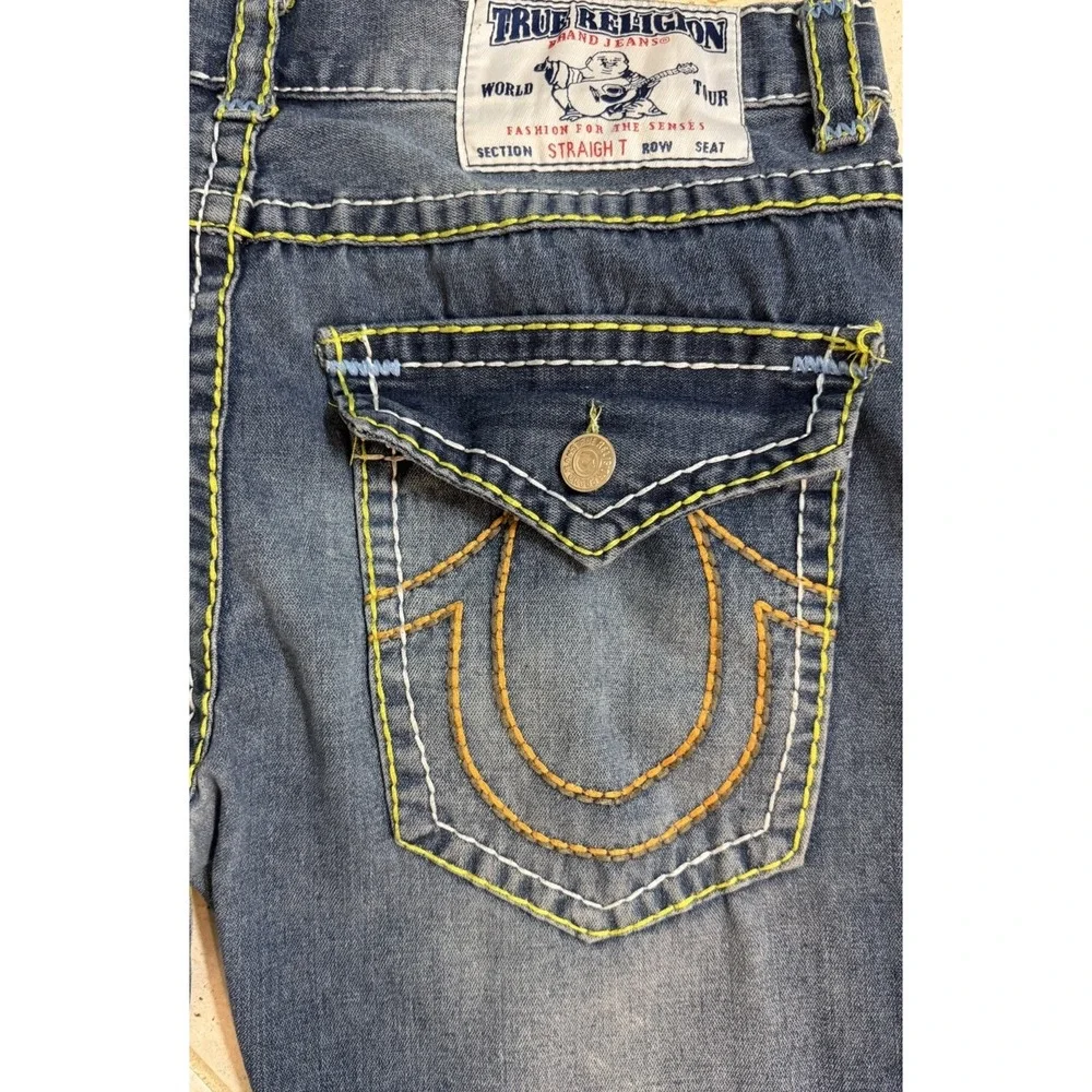 True Religion Y2K Denim‎ Jeans 36 Multicolor Billie Rope Stitch Straight Leg